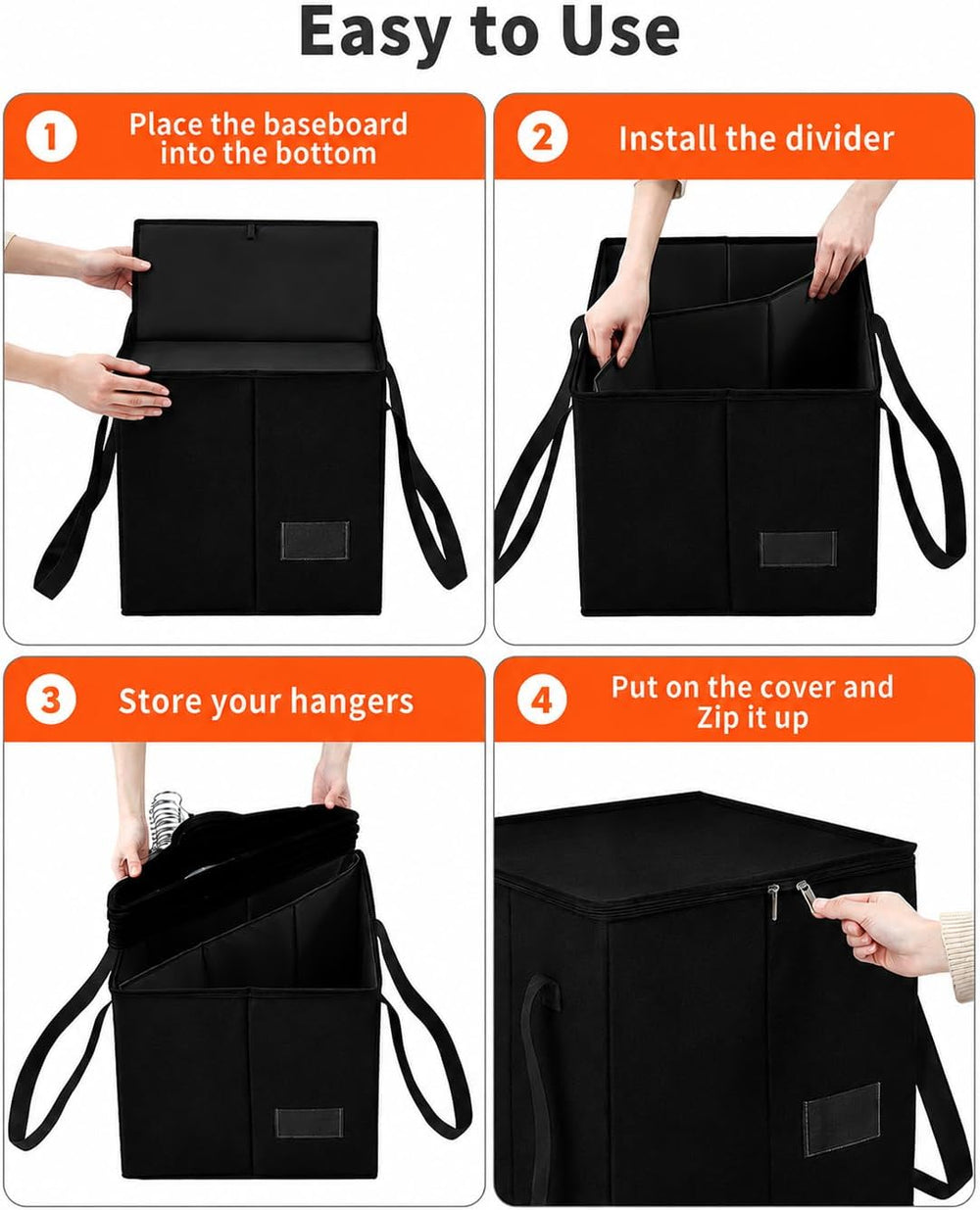 Qozary 2 Pack Clothes Hanger Organizer Bag-Rigid Hanger Storage Containers wi...
