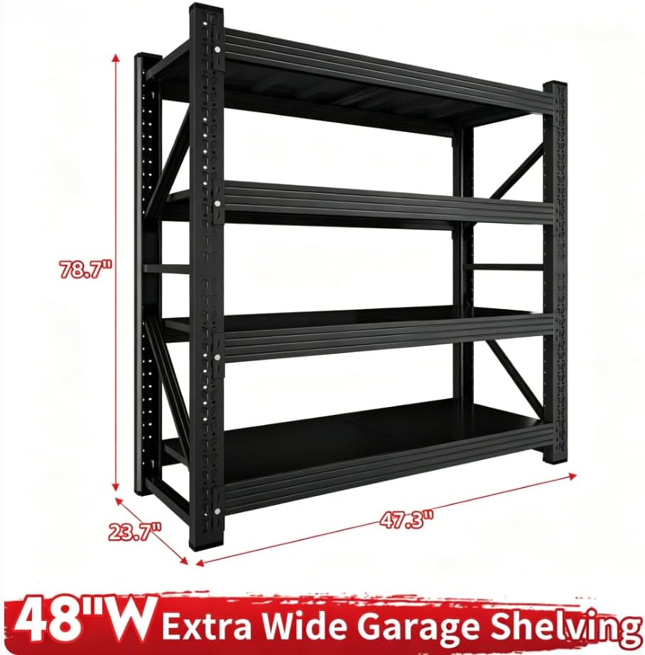 Metal Storage Rack, 4-Tier Metal Adjustable Shelf Unit Storage Rack,Black