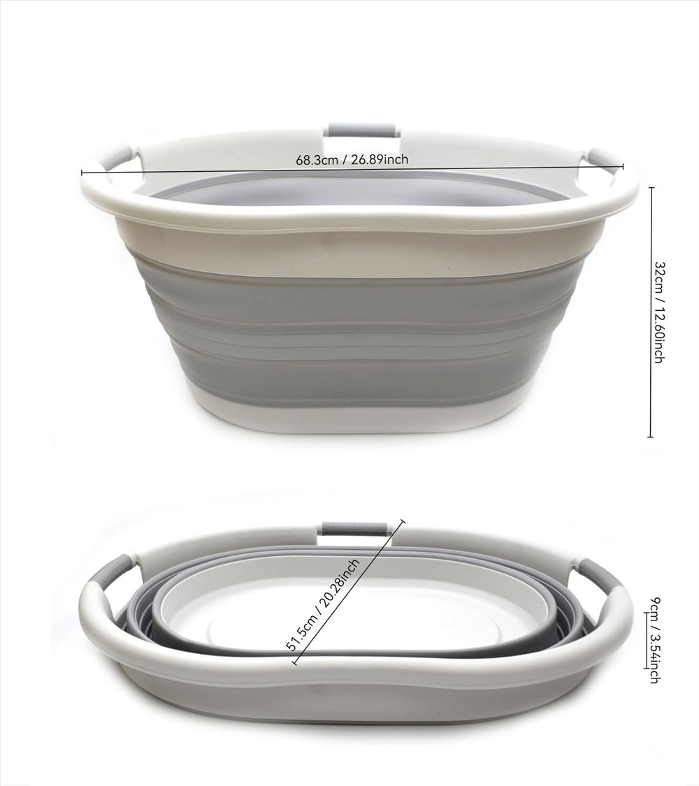 SAMMART 57L (15 Gallons) Collapsible 3-Handled Plastic Laundry Basket - Oval ...