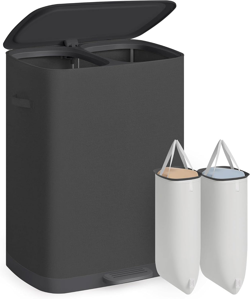 SONGMICS Laundry Hamper with Lid and Pedal, 160L Laundry Basket,2 Sections