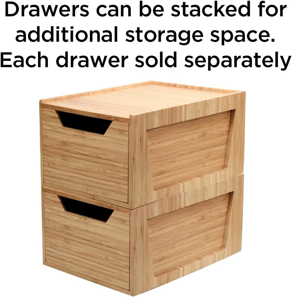 Tall Bamboo Drawer, Stackable Storage Solution for Kitchen Products, Office S...