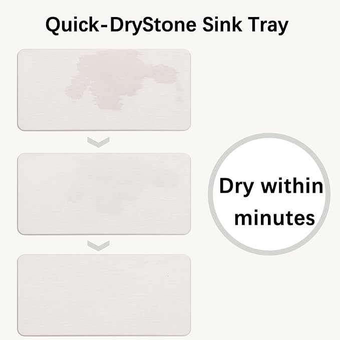 2 Pcs Water Absorbing Stone Trays, Kitchen/Bathroom Sink Soap Dish, Diatomite - Image 7