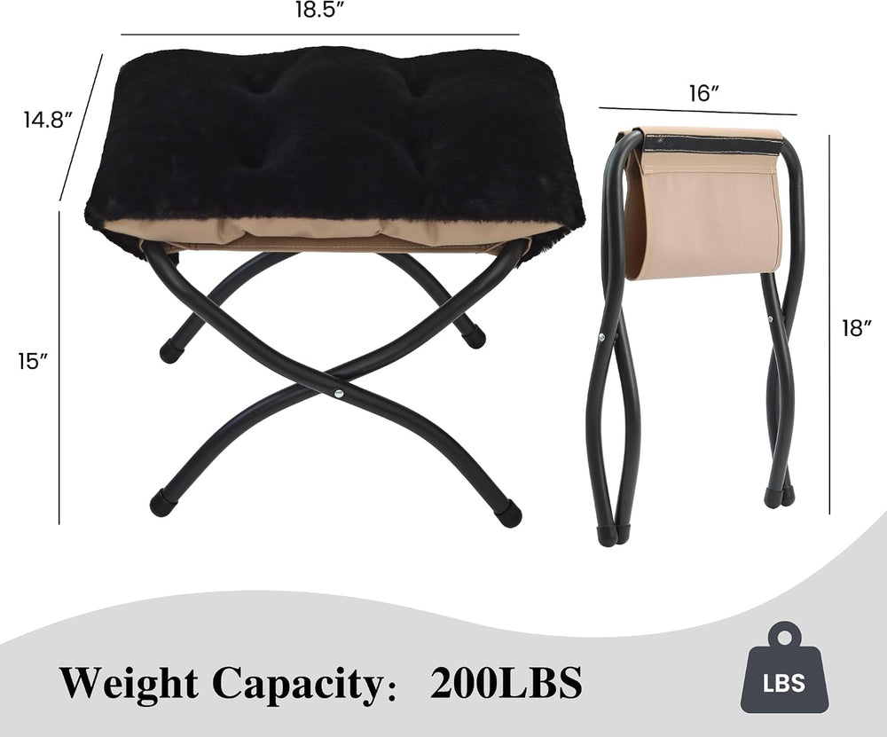 15"(H) Folding Ottoman, Foldable Footrest Stool, Portable Small Foot Sto...