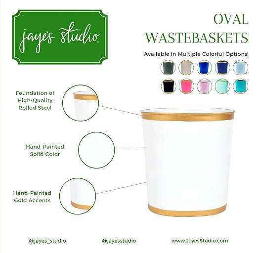 Jaye’s Studio Mattie Oval Wastebasket – Handpainted Pink Trash Can - Image 2