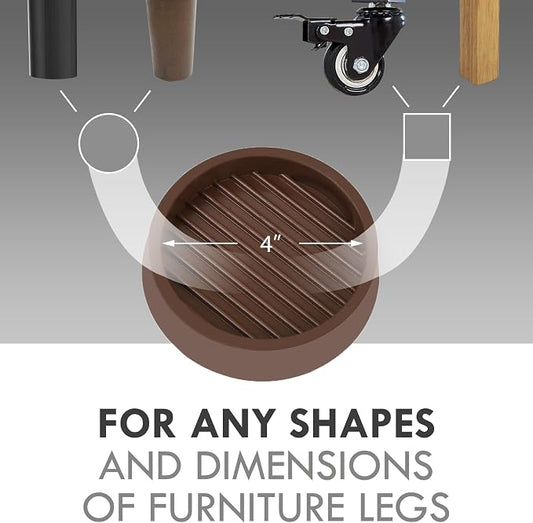 4X4 Round Rubber Caster Cups, Non Slip Furniture Pads, Anti-Slip Gripper - Image 2