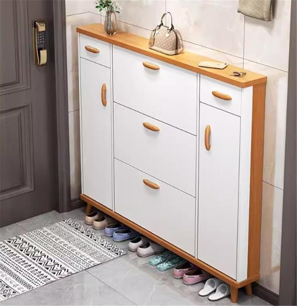Shoe Storage Cabinet with Large Storage Drawer&Cabinet Space Solid Wood M...