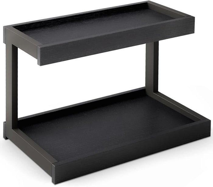 Counter Shelf Organizer, 2 Tier Spice Rack for Countertop, Black