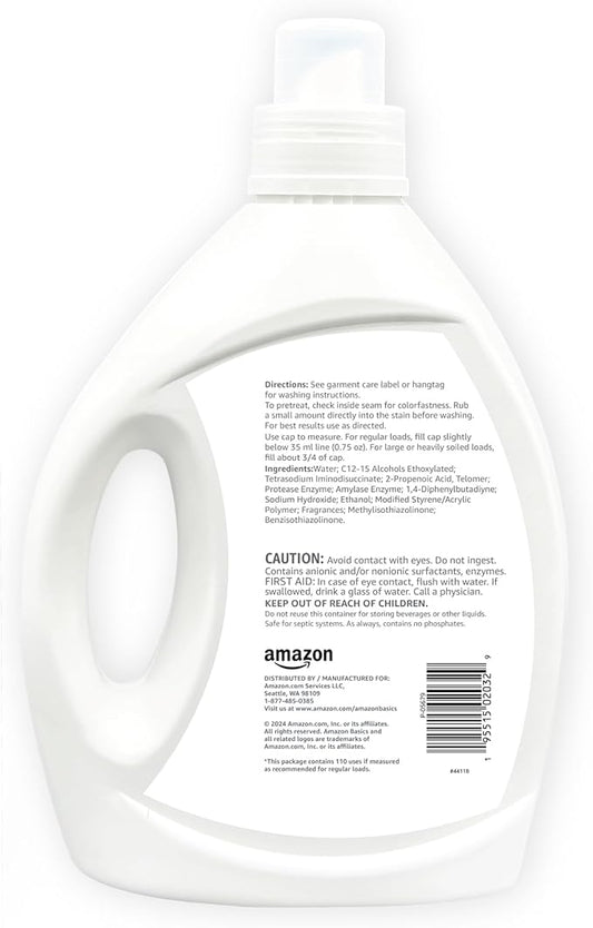 Amazon Basics Concentrated Liquid Laundry Detergent, Free of Perfumes & Clear - Image 2