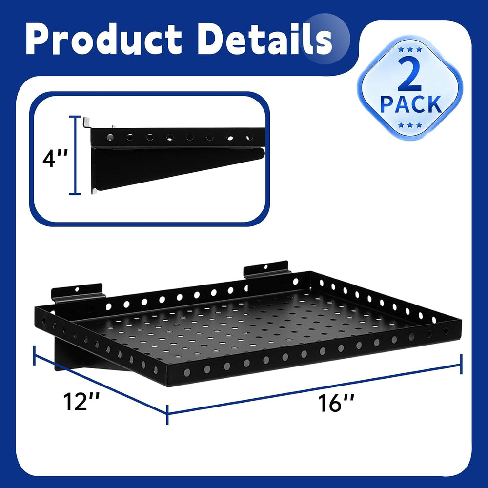 Heavy Duty Slatwall Shelf 16x12Inch, Steel Slatwall Accessories Storage Rack ...