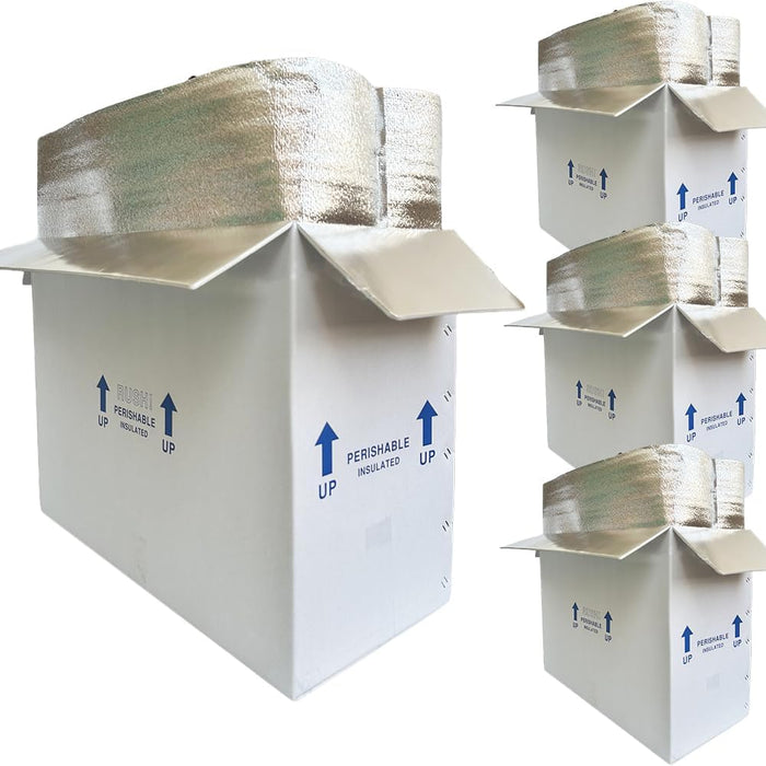 26x11x19'' Insulated Shipping Boxes with Bag Liners, Styrofoam Cold Mailer, Foam Cooler Containers, for Mailing Packaging Frozen Food, Perishable Fruit, and More (4 Pack)