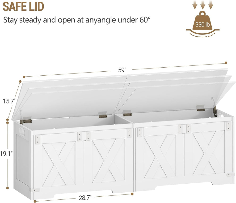 Hzuaneri 59" Modern Farmhouse Storage Chest and Bench | 70 Gal | 330lb Seat