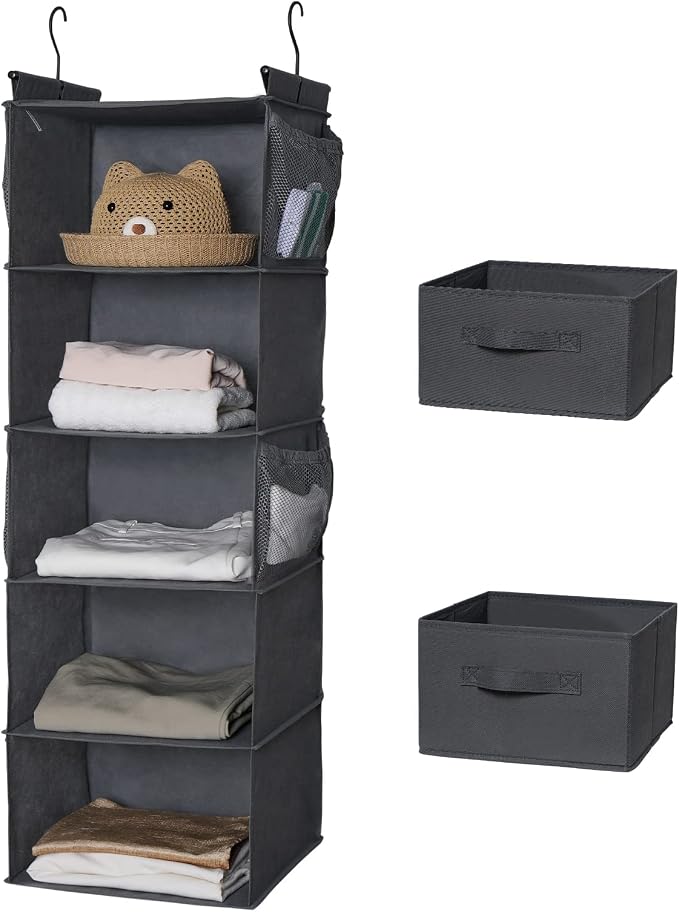 MAX Houser 5 Tier Shelf Hanging Closet Organizer, Cloth Hanging Shelf - Image 8