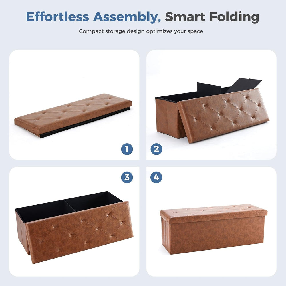 DUMOS 43 Inch Folding Storage Ottoman Bench, Large Ottoman with Storage
