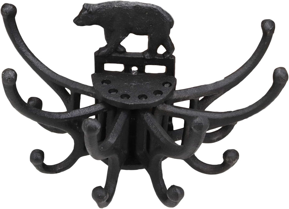 Ebros Cast Iron Rustic Forest Black Bear Free Spinning Movable Hanging Wall H...