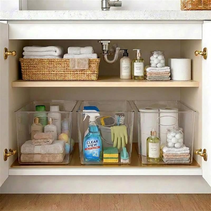 Sorbus Clear Storage Bins for Cube Shelves & Closets (Extra Large, 4 Pack)