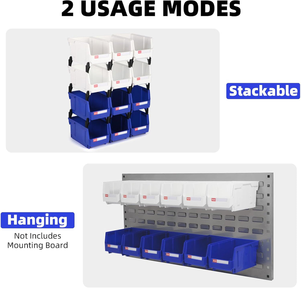 12 Packs Stackable Storage Bins, 7" x 5" x 4" Parts Bin,