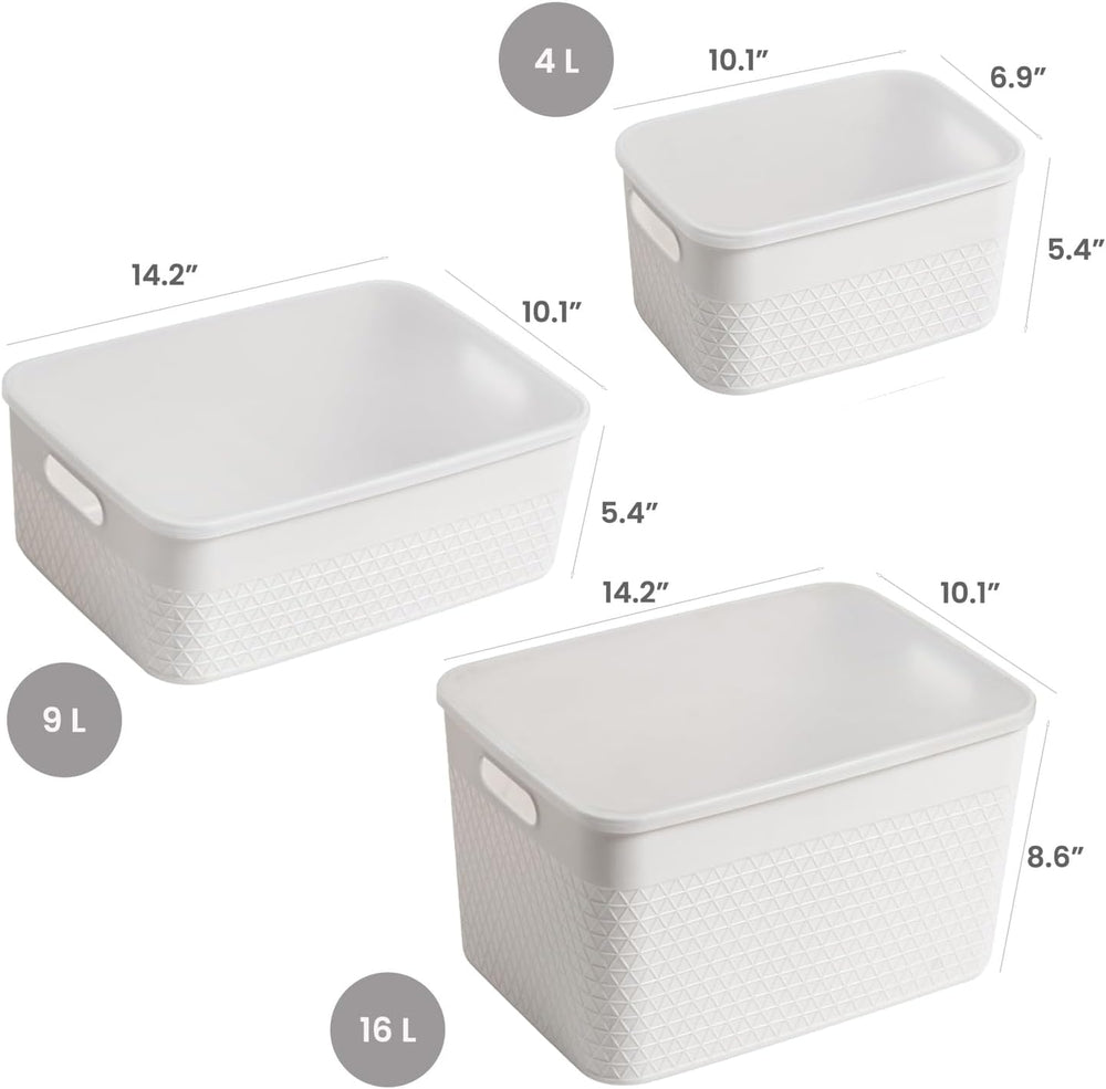 HANAMYA Lidded Storage Bin Organizer | Storage Organizing Container, 9 Liter,...
