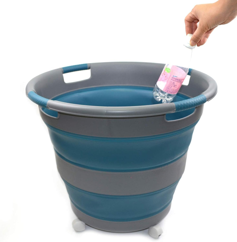 SAMMART 66L Collapsible Laundry Basket with wheels - Foldable Pop Up Storage ...