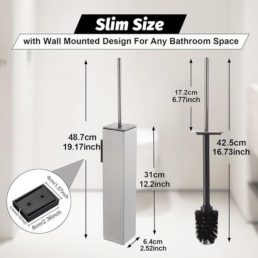 BGL Toilet Brush and Holder Set Brushed Nickel Wall Mounted - Image 2