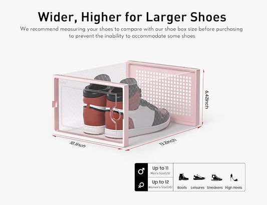 Kuject X-Large Shoe Storage Boxes Organizers Clear Plastic Stackable 12 Pack - Image 2