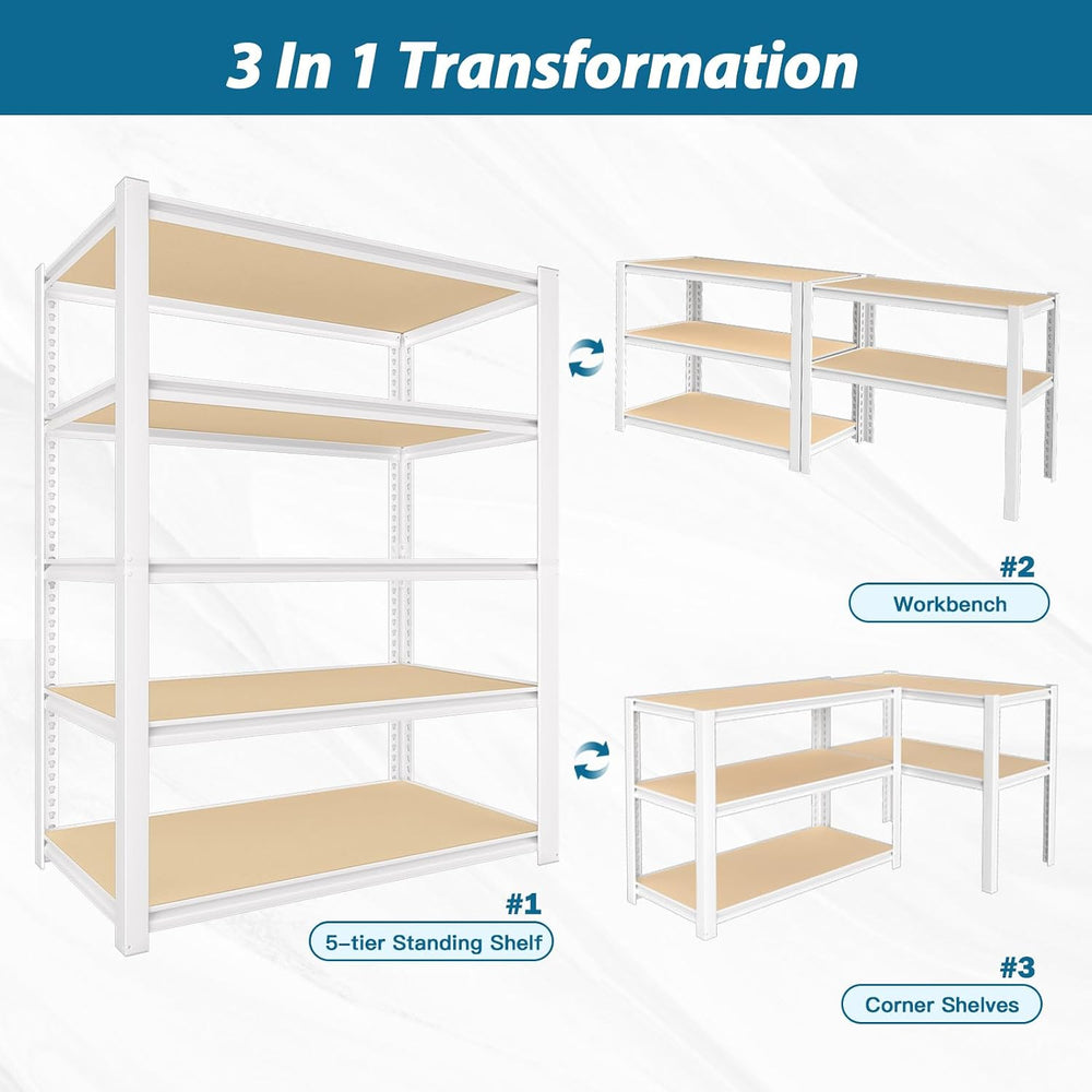 PrimeZone 36"W x 16"D x 72"H Closet Storage Shelves, 5-Tier Me...