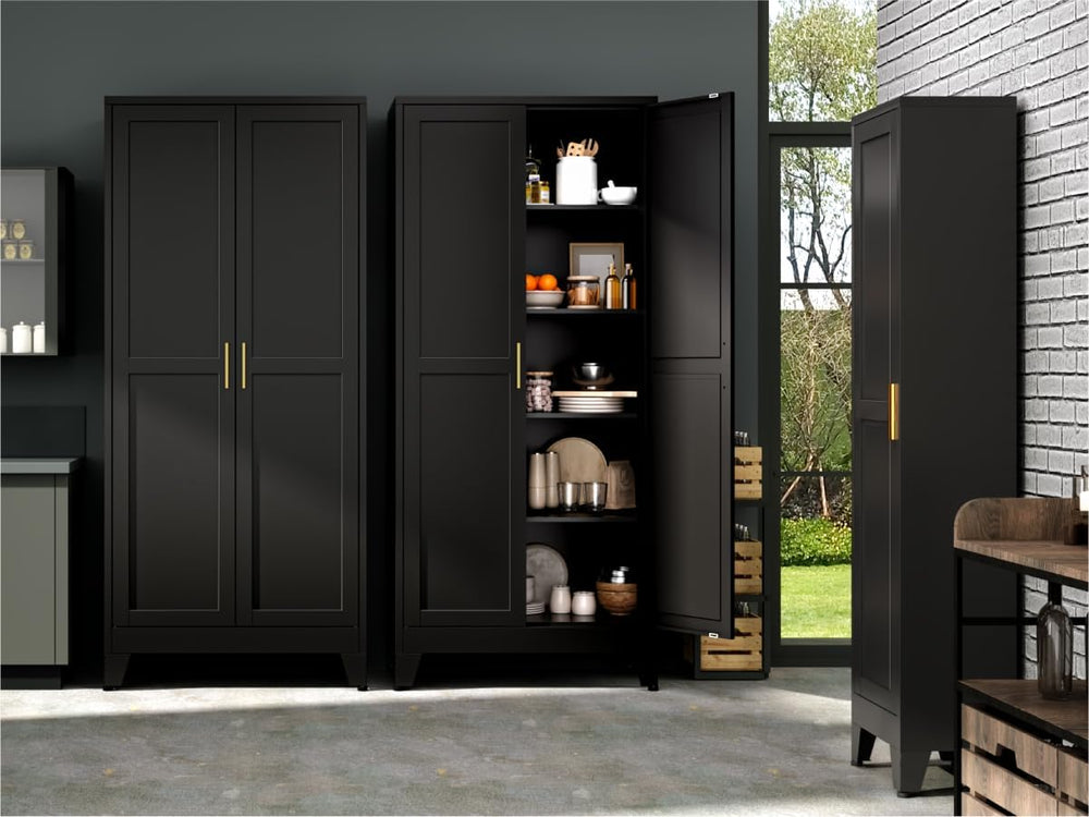 Bevivog Metal Kitchen Pantry Cupboard Cabinet, 71" Black Utility Storage...