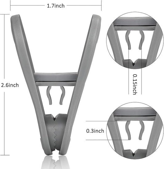 Tinfol 50pc Grey Plastic Hanger Clips, Strong Pinch Grip Finger Clips - Image 2