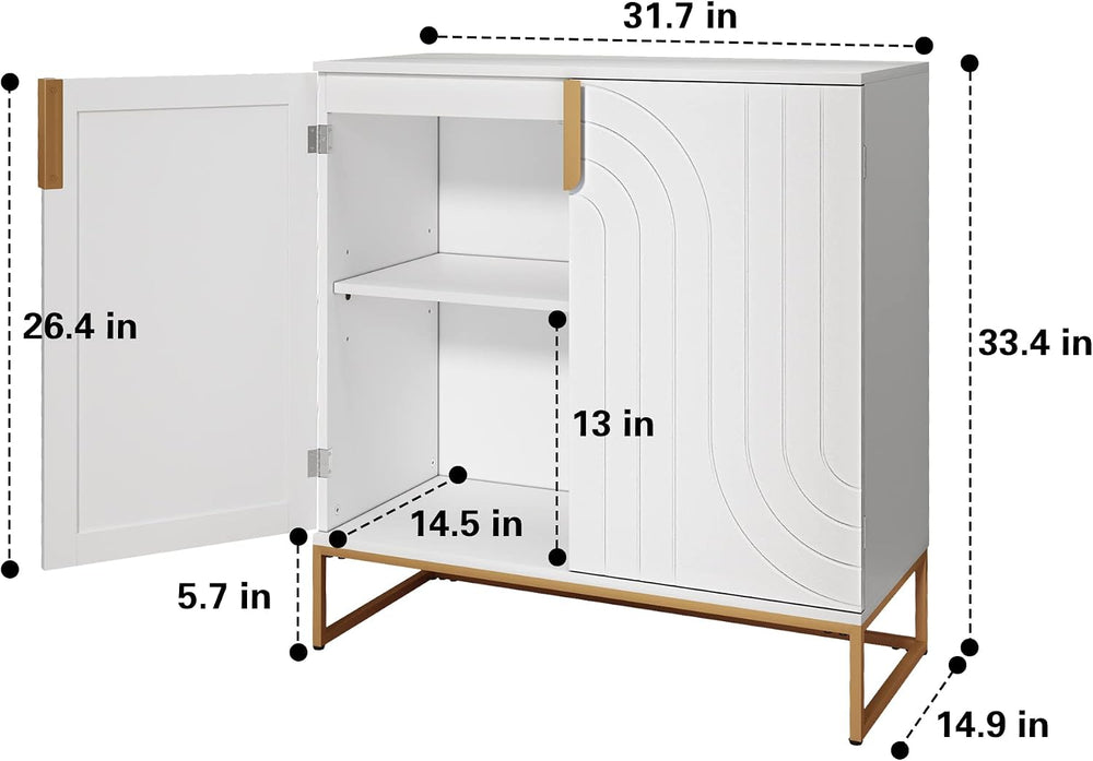HLR Sideboard Buffet Cabinet with Storage, Modern Accent Cabinet Adjustable S...