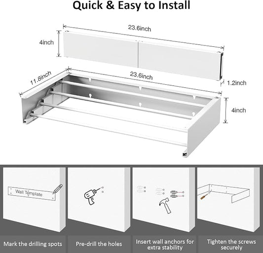 Laundry Drying Rack, Collapsible Wall Mounted Clothes Drying Rack - Image 2