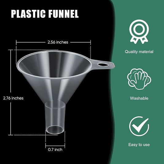 4 Packs Small Plastic Funnel for Filling Small Bottles 2.56 Inch Clear Wide - Image 2