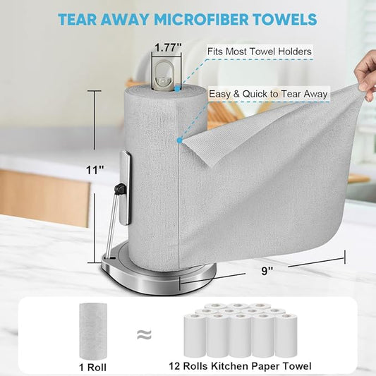 AIDEA Microfiber Cleaning Cloth Roll, Shop Towels 55 Sheets, Washable Shop Rags - Image 2