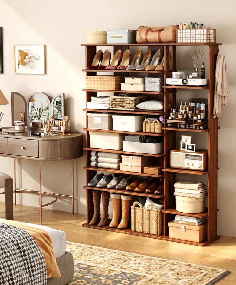HOMEFORT 10 Tiers Shoe Rack, 50 Pairs Large Shoe Shelf, 61.8" Tall Shoe ...