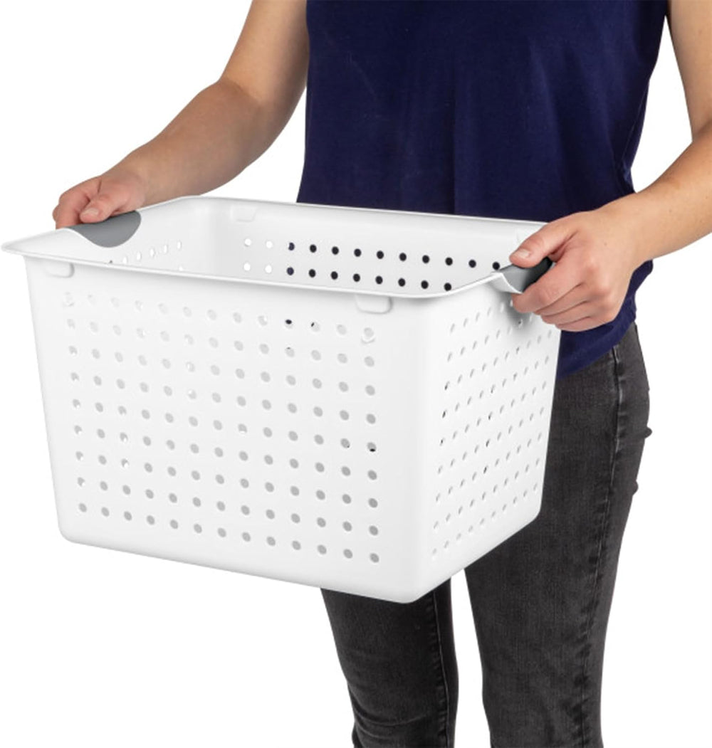 Sterilite Deep Ultra Basket, Open Top Plastic Storage Organizer, 18-Pack
