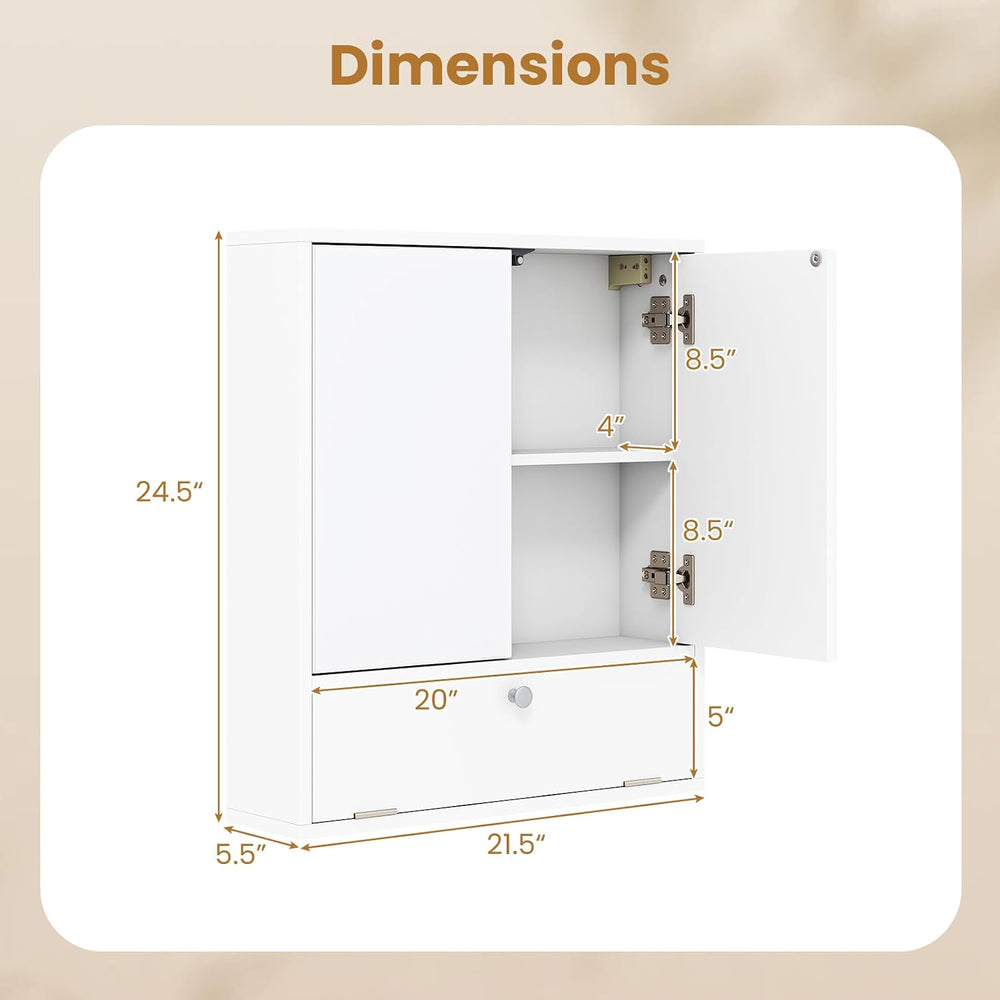 Tangkula Bathroom Wall Cabinet with Mirror, Modern Medicine Cabinet (White)