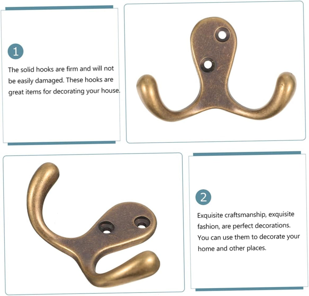 Zerodeko 2sets Copper Door Hook Wall Towel Hooks Multi-Purpose Hanger for Clo...