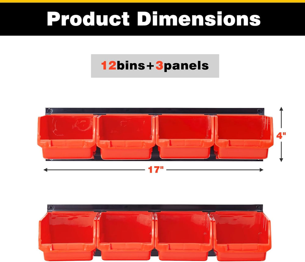 Ultrawall Wall Mounted Storage Bins, Plastic Hanging Storage Organizer Bins