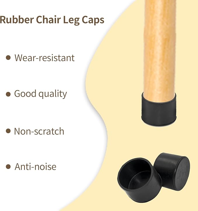 Flyshop 4 Pieces 45mm Rubber Chair Leg Caps Round, Protective Caps - Image 6