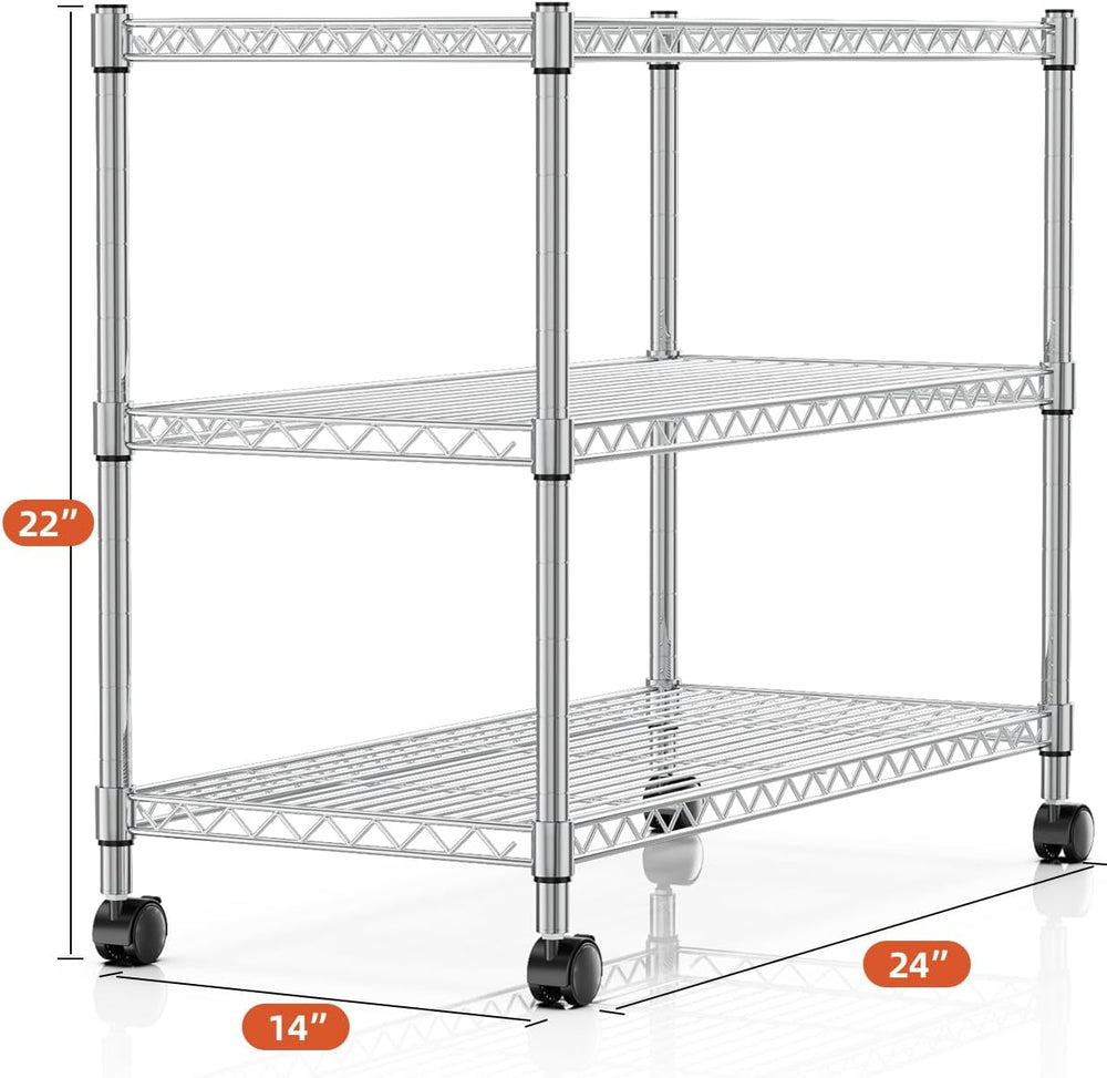 Simple Deluxe 3-Tier Heavy Duty Storage Shelves 750Lb Capacity, 24.02" D...