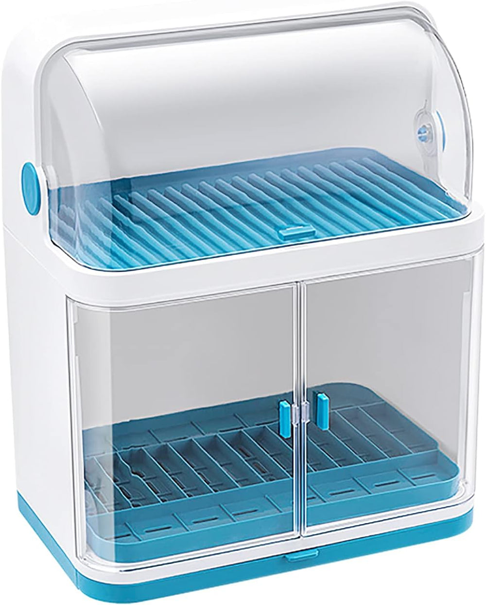 2 Tier Dish Racks with Lid Cover for Kitchen Counter Plastic Kitchen Cabinet ...