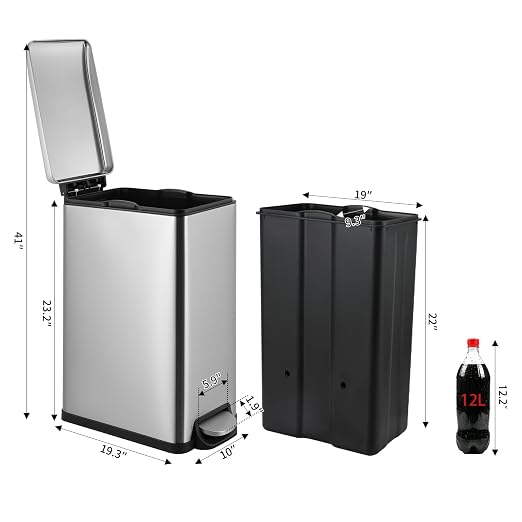 Arlopu 13.2 Gal Slim Kitchen Trash Can - Image 2