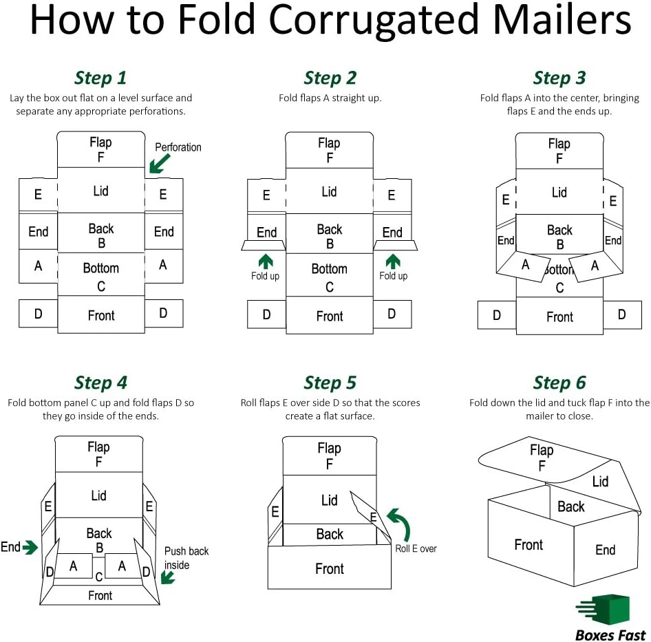 Boxes Fast BFM1066 Corrugated Cardboard Mailers, 10 x 6 x 6 Inches, Tuck Top ...