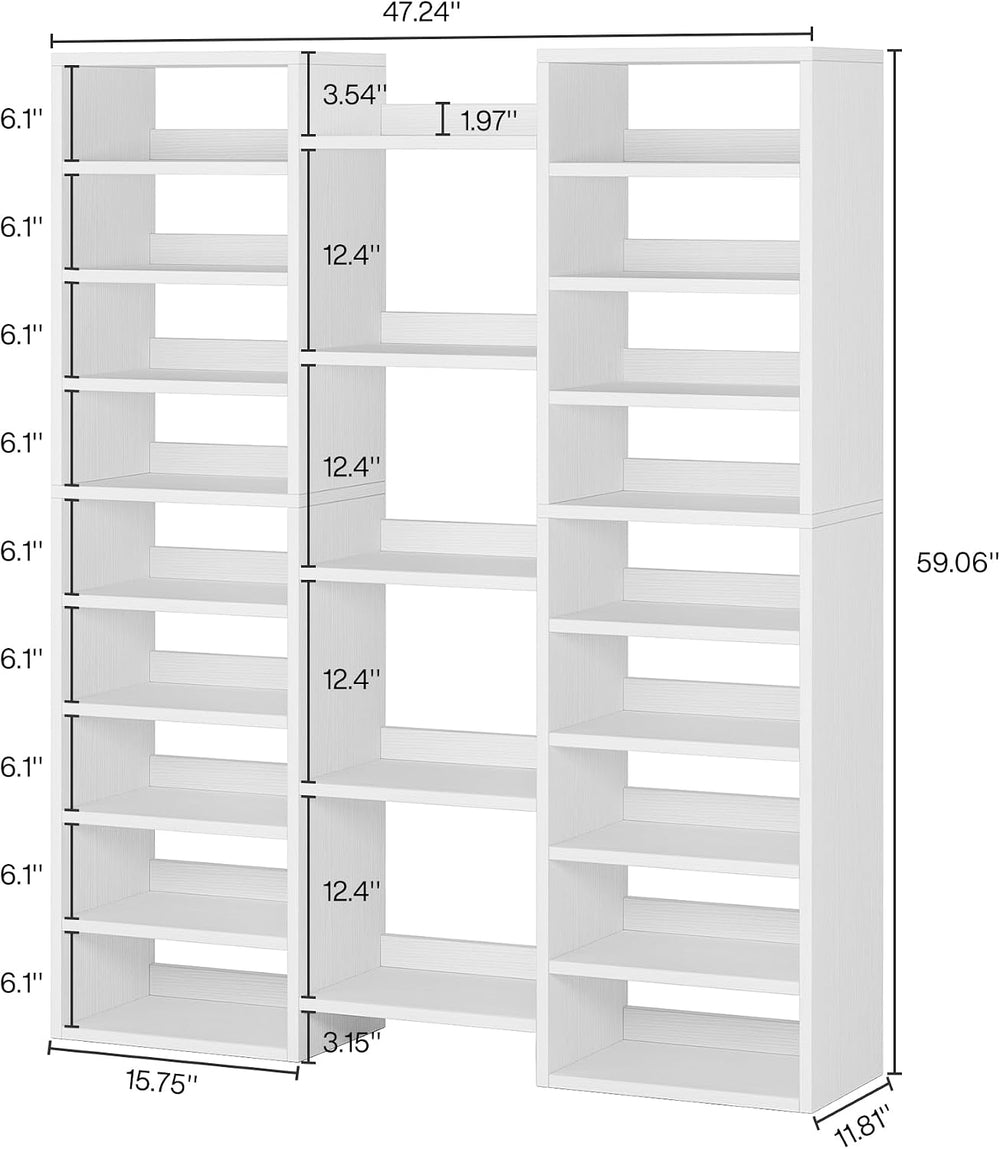 Tribesigns 14-Tier Shoe Cabinet, 59" Tall White Storage Organizer