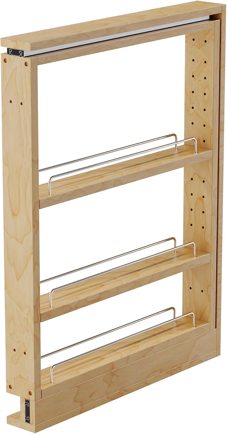 Dowell 3" Base Filler Pullout Organizer with Adjustable Shelves (Wood 40...