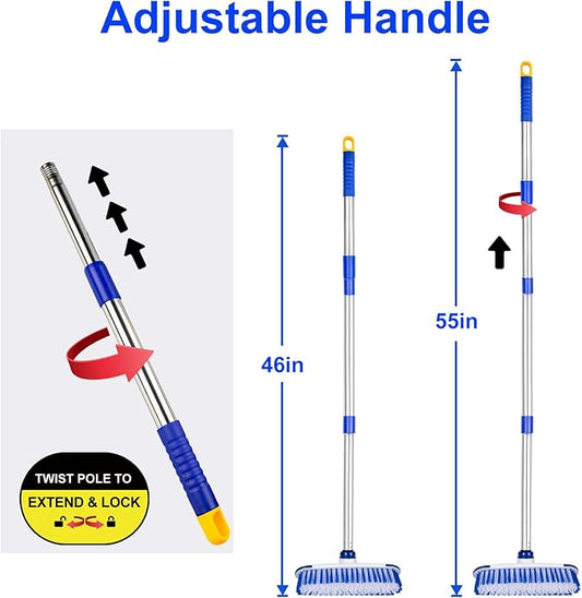 ITTAHO Floor Scrub Brush with Long Handle, 2 in 1 Deck Scrub Brush, Stiff - Image 2