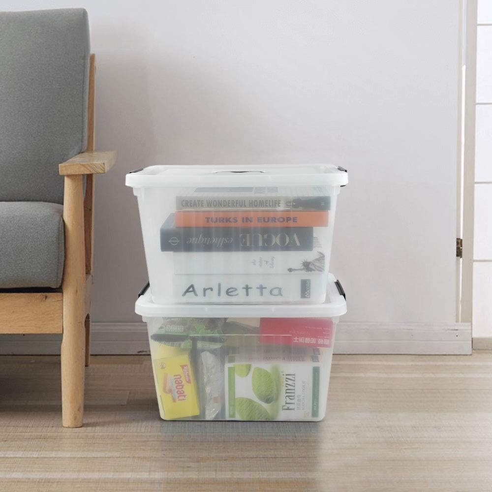 25 Quart Clear Latching Tote, Plastic Storage Bin, Pack of 4