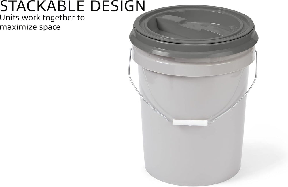 Mighty Tuff 5 Gallon / 21 Pound Pet Food Storage Container, Pack of 2 with Me...