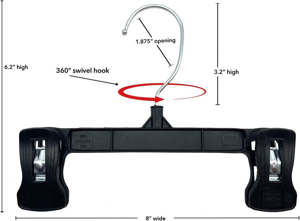 NAHANCO 8" Clear Plastic Bottom Hanger, Pinch Grips, Swivel Hook, 200 Pack