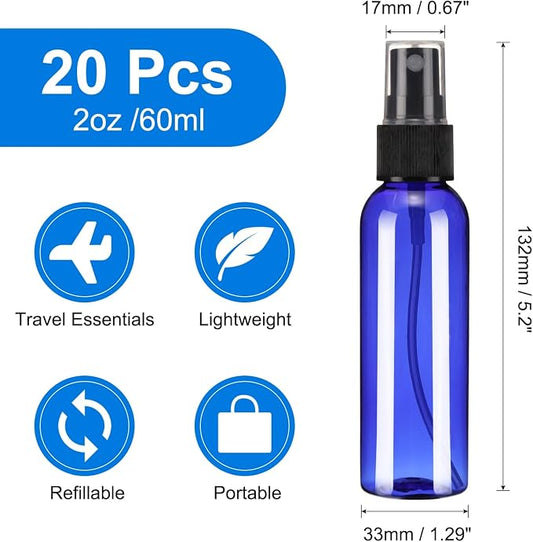 uxcell 20 Pack Spray Bottles, 2 Oz/60ML Reusable Clear Empty Mist Plastic Mini - Image 2