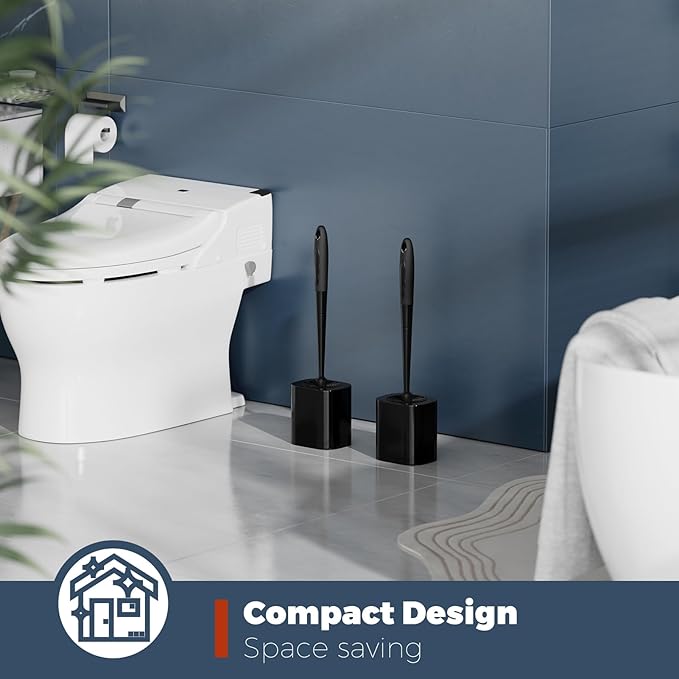 Toilet Brush, 2 Pack Toilet Brush and Holder Set Bathroom Accessories, Toilet - Image 7