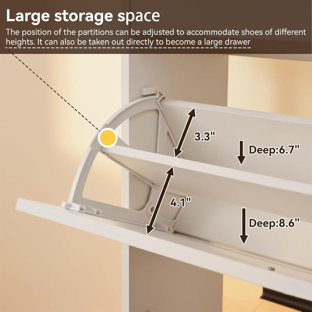 Slim Shoe Storage Cabinet, Hidden Entryway Shoe Rack